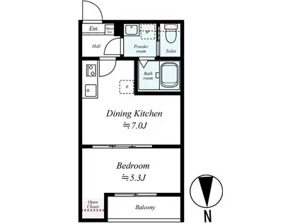 GRADUS平塚II(1DK/2階)の間取り写真