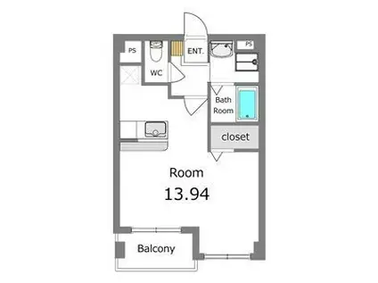 ジュエルコート(ワンルーム/4階)の間取り写真