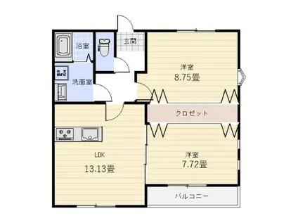 ジューンベリー(2LDK/2階)の間取り写真