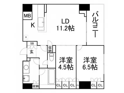 アーデンタワー福島(2LDK/5階)の間取り写真