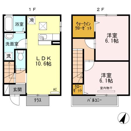 ルミエール 柳津(2LDK/1階)の間取り写真