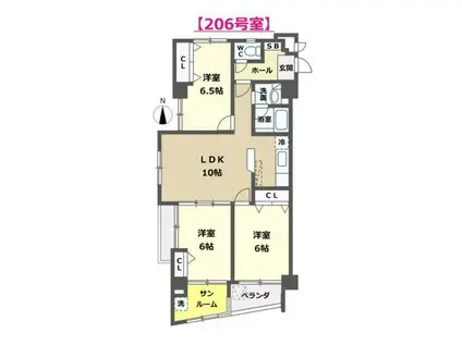 エーデルワイス(3LDK/2階)の間取り写真