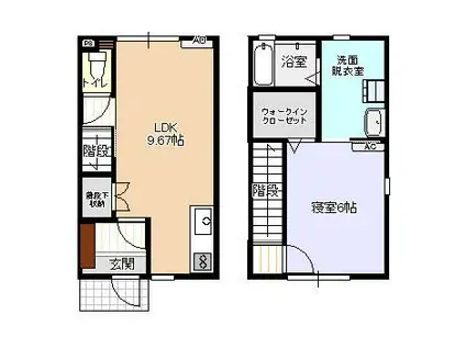 ビオラ上赤江B棟(1LDK/2階)の間取り写真