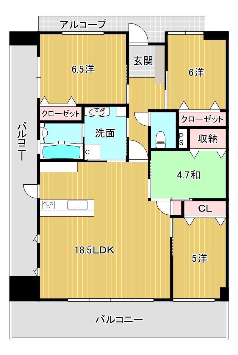 アーデントクレイル山の田本町(4LDK/6階)の間取り写真