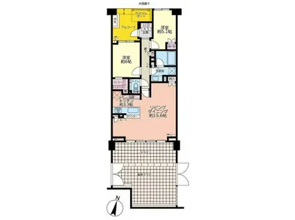 ザ・パークハウス上鷺宮B棟(3LDK/1階)の間取り写真