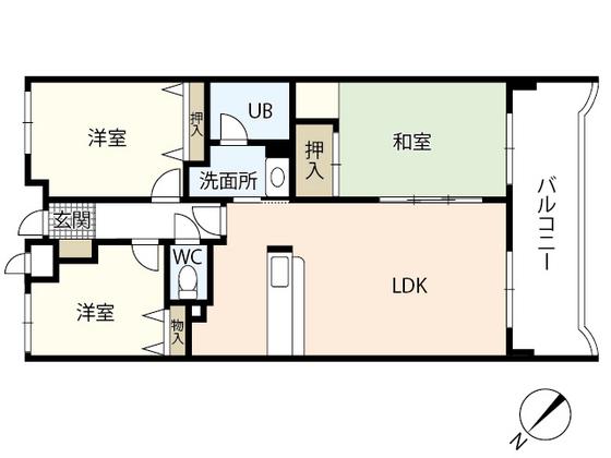 カーサ古江(3LDK/5階)の間取り写真