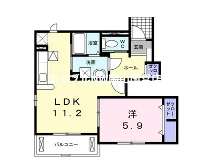 メゾン・ド・ソレイユC(1LDK/1階)の間取り写真