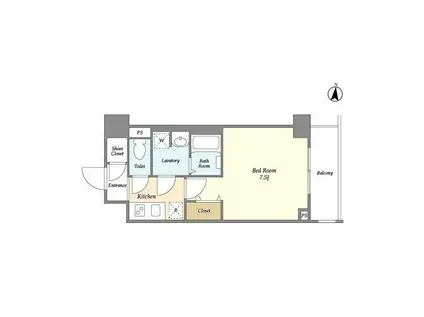 グランカミーユ江北(1K/4階)の間取り写真