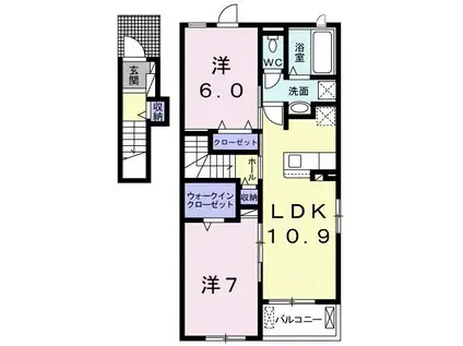 カタカムナ(2LDK/2階)の間取り写真