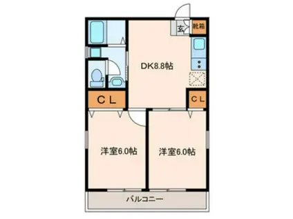 メゾン町田II(2DK/1階)の間取り写真