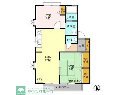 パークハイツB(2LDK/1階)の間取り写真