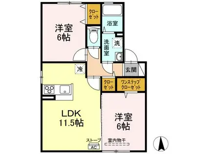 セントグランモアB(2LDK/1階)の間取り写真