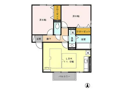 プレジール A(2LDK/2階)の間取り写真