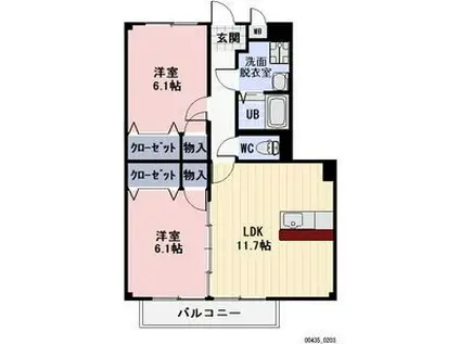 エメラルド・グリーン(2LDK/1階)の間取り写真