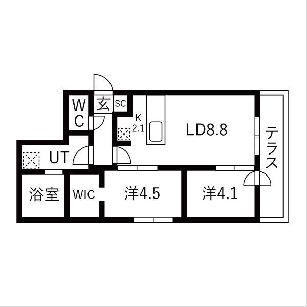 BALBONI山鼻(1SLDK/1階)の間取り写真