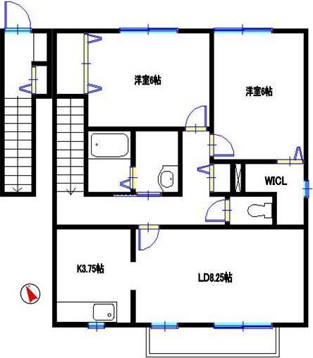 コンフォート高町II(2LDK/2階)の間取り写真