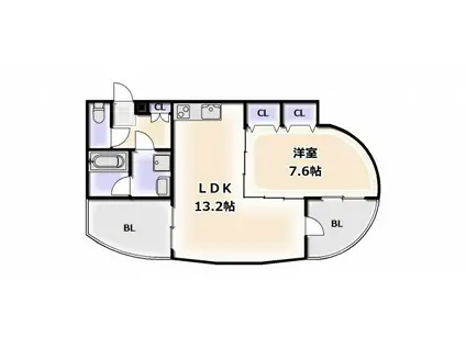 フェルザ今宮戎(1LDK/8階)の間取り写真