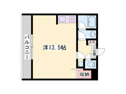 宝殿美保里ヤングパレス(ワンルーム/1階)の間取り写真