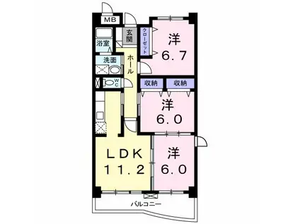 サンフィールド(3LDK/3階)の間取り写真