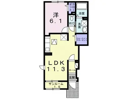 サン ヴィレッヂ II(1LDK/1階)の間取り写真