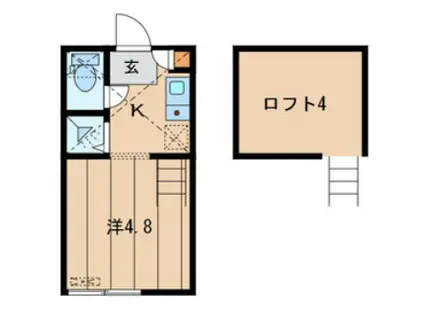 フォルテ東中野(1K/2階)の間取り写真