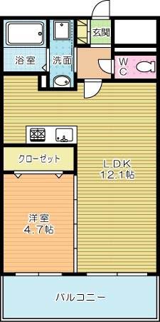 FERIO KIYOMIZU(1LDK/4階)の間取り写真