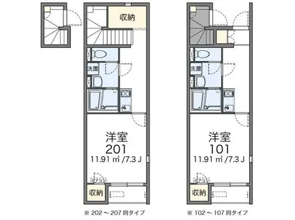 レオネクストブラウニー国立(1K/2階)の間取り写真