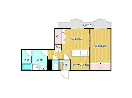 キャピタル平安(1LDK/2階)の間取り写真