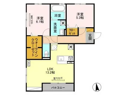 グランデ西千手(2LDK/1階)の間取り写真