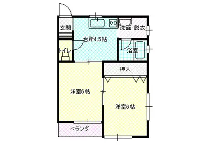 ハイツはるはる(2DK/2階)の間取り写真