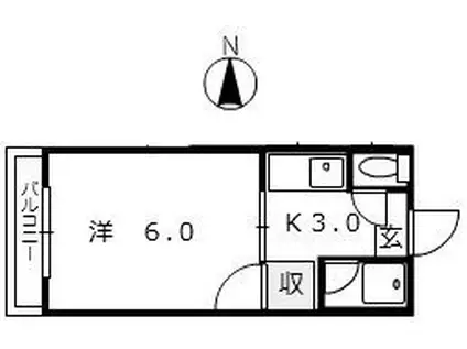 パークハイツ相模(1K/2階)の間取り写真
