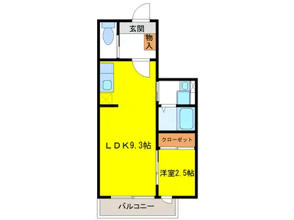 ラ・クラス モリオカ(1LDK/1階)の間取り写真