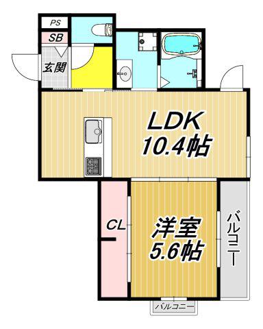 エステート塚口(1LDK/1階)の間取り写真