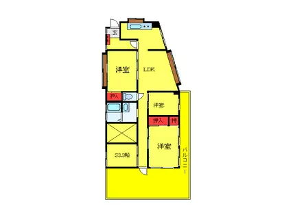 大日野ハイツ(3SLDK/3階)の間取り写真