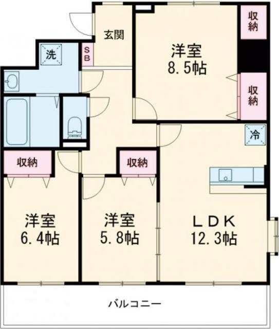 リバーサイド天神(3LDK/1階)の間取り写真