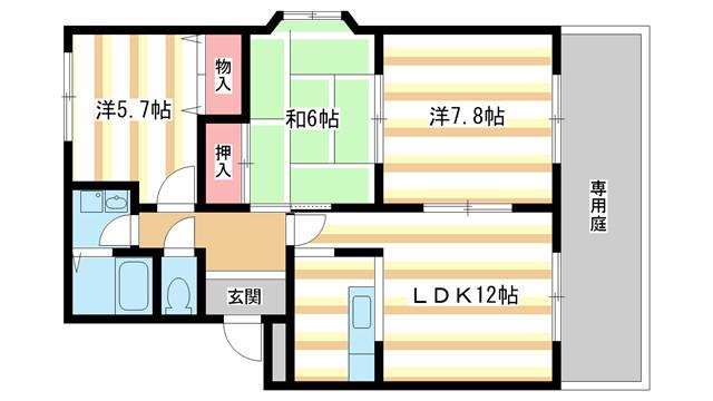 グッドヒルズ桜が丘(3LDK/1階)の間取り写真
