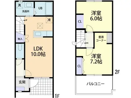 GRAND FOREST D(2LDK/1階)の間取り写真