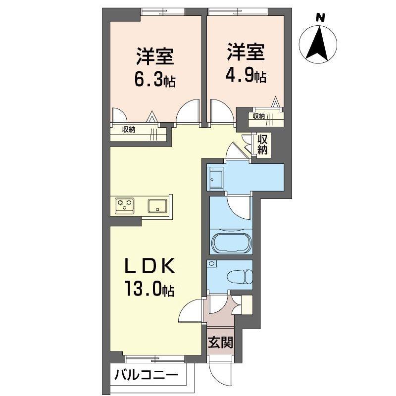 ザ グローヴ赤堤(2LDK/1階)の間取り写真