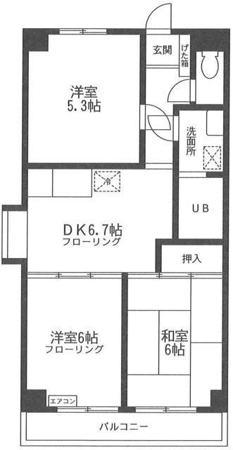 フォンテーヌ緑園(2LDK/1階)の間取り写真
