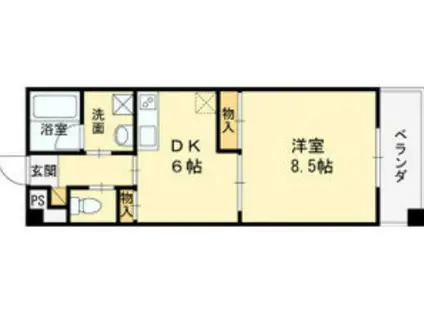 T-スクエア 布施(1DK/2階)の間取り写真