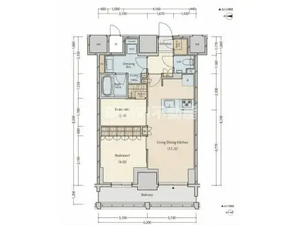 ザ・パークハビオ谷町六丁目クロス(2LDK/15階)の間取り写真
