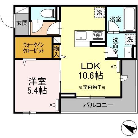 MAKES(1LDK/2階)の間取り写真