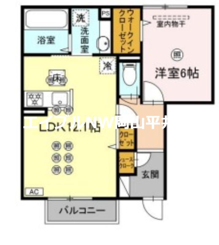 アルカンシェル(1LDK/1階)の間取り写真