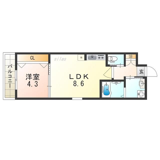 H-MAISON歌島橋II(1LDK/3階)の間取り写真
