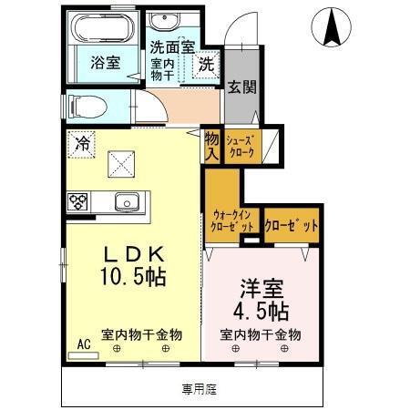 トパシオ(1LDK/1階)の間取り写真