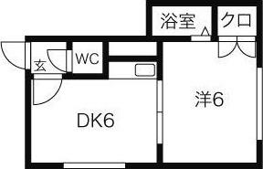 ピュアパレス(1DK/2階)の間取り写真
