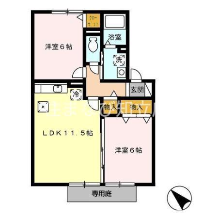 フェリーチェ(2LDK/1階)の間取り写真