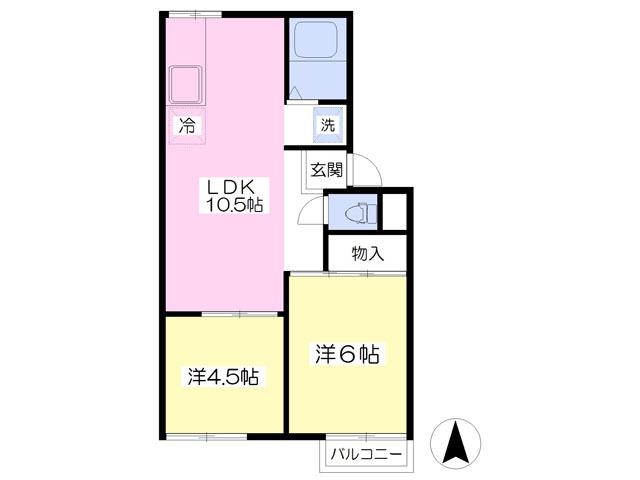 柏ハイツB(2LDK/2階)の間取り写真