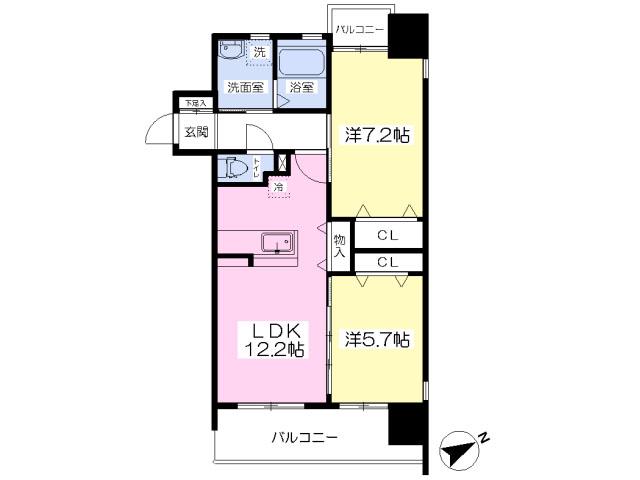 レジェンド砂津(2LDK/10階)の間取り写真