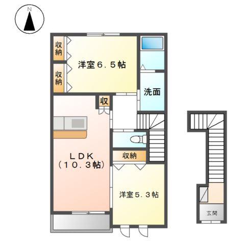サン・セレスト(2LDK/2階)の間取り写真